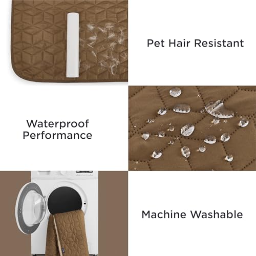 Bedsure 100% Waterproof Couch Cover for Dogs Washable - Non Slip Waterproof Dog Blanket for Couch Sofa, Lightweight Furniture Protector Durable for Pet Cat Puppy with Non-Slip Bottom, Brown, 40x50IN