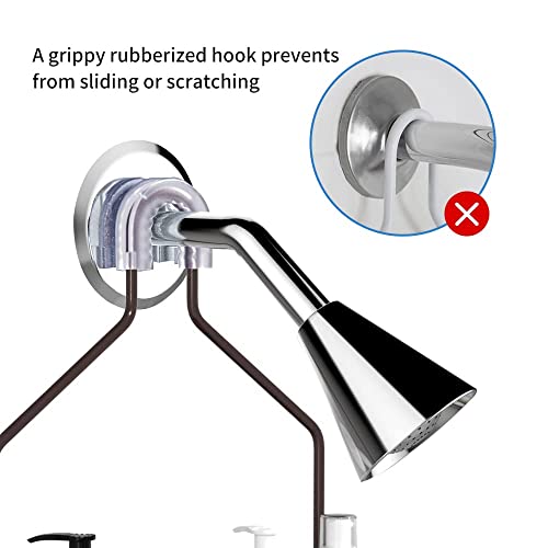 Shower Caddy Hanging Over Shower Head Rust Roof Shower Organizer with 10 Hooks for Razor Shampoo Holder Bathroom Shower Rack Storage Shelf with Towel Bar – Bronze