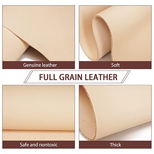 Genuine Leather Sheets Tooling Leather Full Grain Leather 3.6mm-4.0mm (9-10oz) Thick Cowhide Leather Pieces Square for Crafts Heavy Weight (Sienna, 12"x24“)