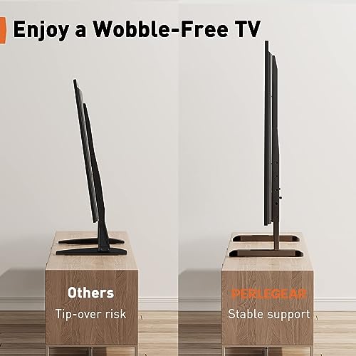 Perlegear TV Stand Steel TV Legs for Most 37–82 Inch Flat or Curved TVs up to 110 lbs, Height Adjustable TV Feet Suitable for Soundbar, Universal Tabletop TV Stand Base Max VESA 800 x 500mm, PGTVS20