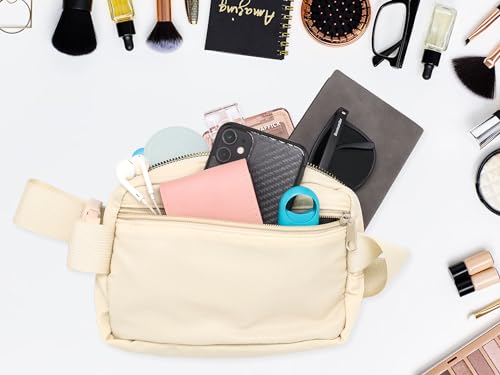 GDFYMI Crossbody Fanny Pack, Belt Bag for Women Men Waist Pack with Adjustable Strap 2 Zipper Pockets for Running Hiking Traveling Gym - Black