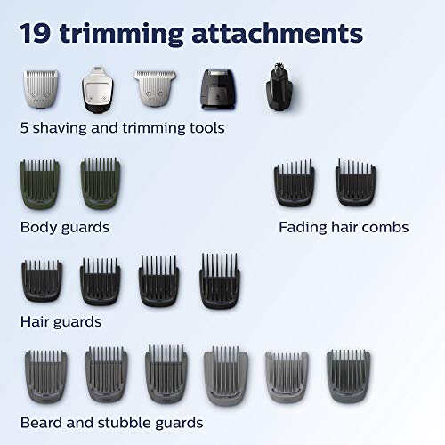 Norelco Philips Multigroomer All-in-One Trimmer Series 7000, 23 Piece Mens Grooming Kit, Trimmer for Beard, Head, Body, and Face, NO Blade Oil Needed, MG7750/49