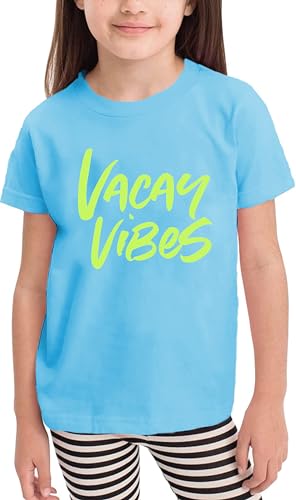 Toddler Vacation Shirt Boys Girls Summer Beach Vacay T-Shirts Holiday Graphic Hawaiian Kids Tees Casual Tops Lightblue