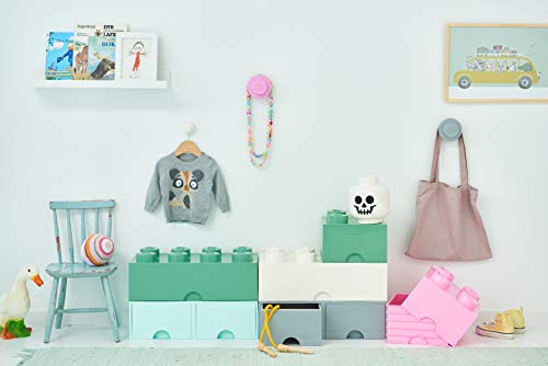 LEGO Brick Drawer, 4 Knobs, 1 Drawer, Stackable Storage Box, Aqua Mint Green