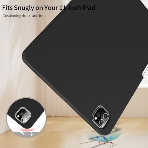 JKSML Case for iPad Pro 11, Case with Pencil Holder for iPad Pro 11 Inch 2022/2021/2020, Protective Case for iPad Pro 11 4th/3rd/2nd Generation, Soft Silicone TPU Case, Black