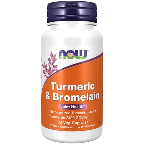 NOW Foods Supplements, Turmeric & Bromelain (Standardized Turmeric Extract) with Bromelain 2400 GDU/g, 90 Veg Capsules