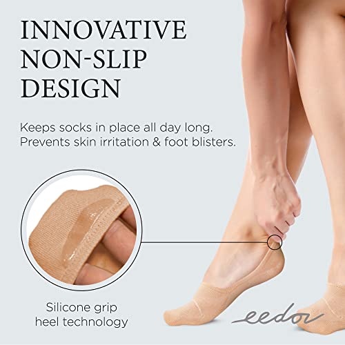 Eedor Thin No Show Socks Womens - 8 Pairs - Non Slip Flat Boat Line Low Cut Socks Multi Color Medium (7-8)