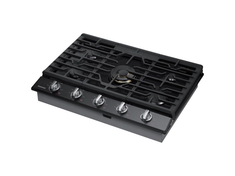 SAMSUNG 30" Built In Smart Gas Cooktop with 22k BTU Dual Power Burner, 5 Burners, Black Stainless Steel, NA30N7755TG/AA