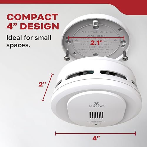 Kidde Smoke Detector, 4-Inch Compact, AA Battery Powered