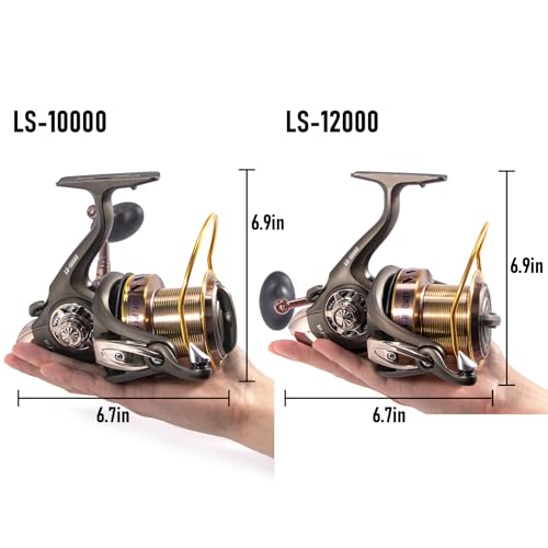 Dr.Fish Long Shot 10000 Saltwater Spinning Reel Surf Fishing, 13+1 BBS, 40LB Max Drag, Ultra High Capacity, Heavy Duty Surf Casting Reel Offshore Catfish Ocean Sea