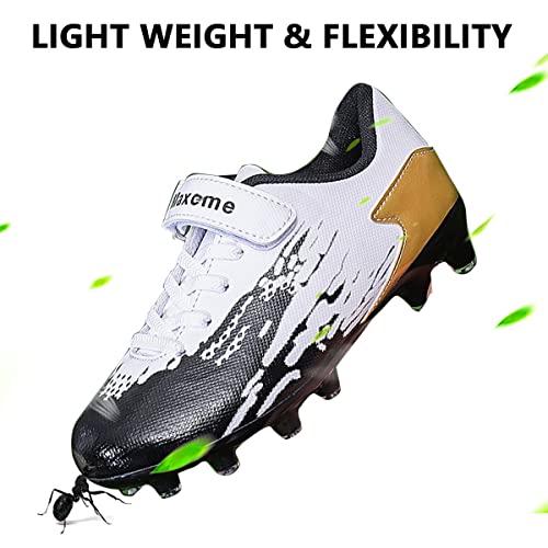 ziitop Kids Soccer Shoes for Boys Girls Youth Football Cleats Outdoor & Indoor Baseball Shoes, Lightweight Breathable Conical Studs, Running & Training for Students (Little Kids/Big Kids) Whiteblue