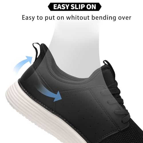 YOLARK Men Casual Dress Shoes Hands Free Slip On Fashion Sneakers Lightweight Breathable Walking Shoes Gym Tennis Athletic（Blue 11.5）