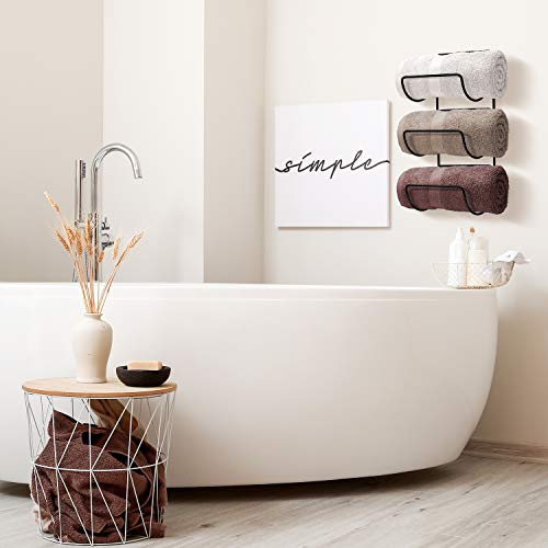 Sorbus Towel Holder for Bathroom Wall - 6 Level Wall Mounted Towel Rack Shelves for Rolled Bath Towels, Washcloths, Linens - Black Hanging Towel Racks for Bathroom, Spa, Salon, Towel Storage Organizer