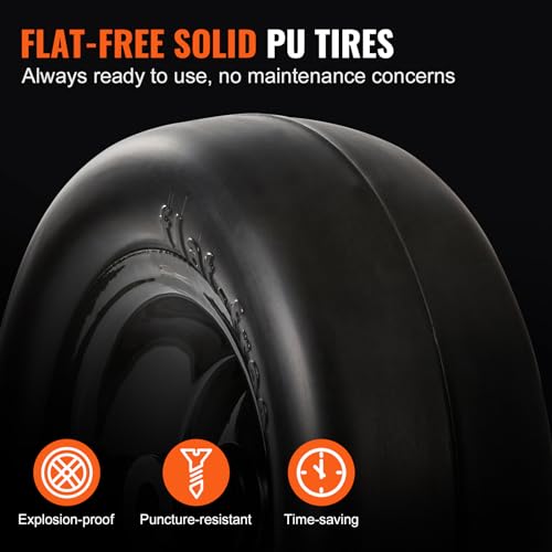 VEVOR Lawn Mower Tires with Rim, 11x4-5" Tubeless Tractor Tires, 2-Pack Tire and Wheel Assemby, Flat-free PU Tire, 3.4" Centered Hub, 3/4" Bushing Size, 20 PCS Adapters for Riding Mowers Lawn Tractors