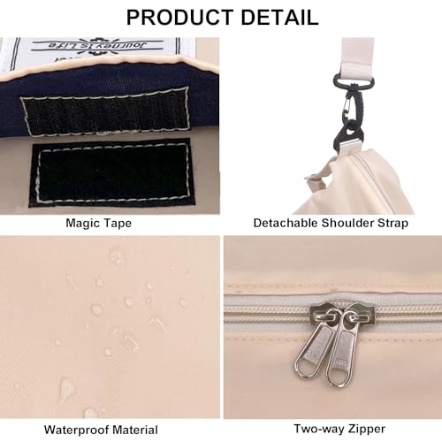 Travel Weekender Overnight Bags for Women With Wet Pocket Sport Gym Tote Duffle Bag Carry on Waterproof (Beige)