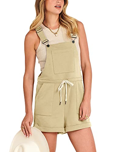 ANRABESS Women's Casual Overall Shorts Summer Shortalls Loose Bib Rompers Vacation Jumpsuit Beach Outfits Comfy Clothes White Large