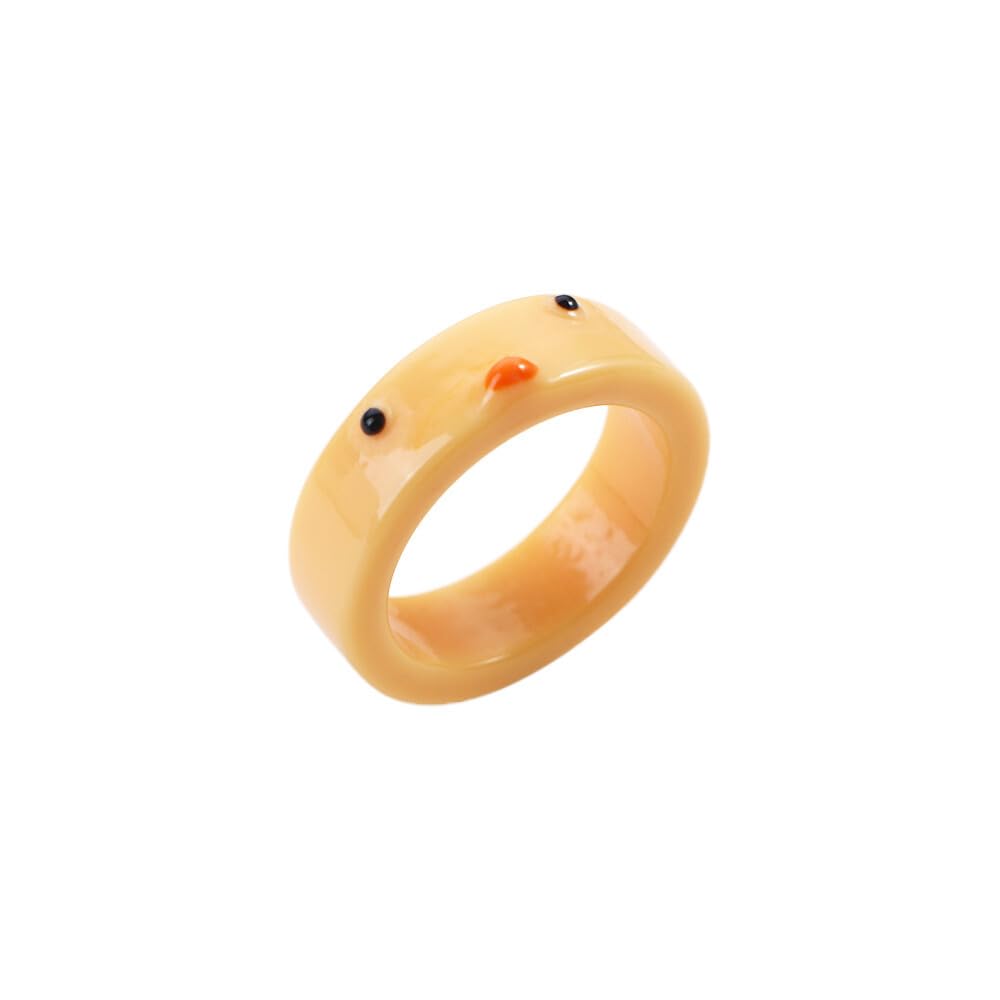 Creative Resin Frog Rings, Cute Animal Acrylic Resin Personalized Funny Rings Jewelry Gift for Women Teen Girls(Chick,Orange), AMX2X07IQMUS