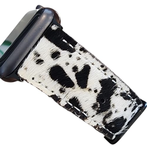 DSAAplus Furry Cow Leather Band For Apple Watch Band 38mm 40mm 41mm 42mm 44mm 45mm 49mm, Ultra2 1 Replacement iWatch Strap~(Furry leopard brown, 38/40/41mm rose gold buckle)