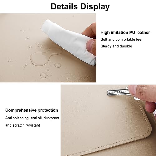 Minimalist Style PU Leather Laptop Sleeve for 2023 MacBook Air 15 inch A2941 M2 Chip, Inner Soft Fluff Thickened Padded Portable Travelling Notebook Bag Case (Beige)