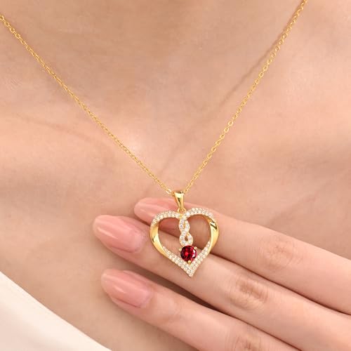LOUISA SECRET Infinity Heart Birthstone Necklaces for Women, 925 Sterling Silver Forever Love Pendant Jewelry for Her, Ideal Gift for Wife, Girlfriend, Mom on Birthday, Anniversary, Mother's Day Gift