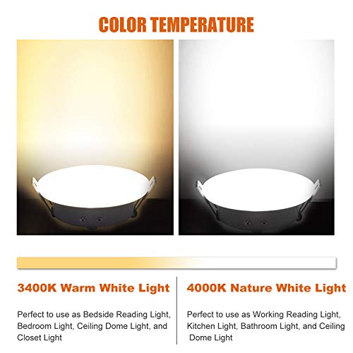 Facon 4.5Inch LED RV Puck Light, DLFST4-008, Full Aluminum Recessed LED Ceiling Lights, 12V Interior Light for RV Motor-Homes Camper Caravan Trailer Boat (Pack of 2)