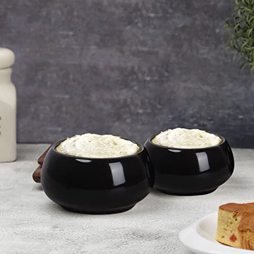 VIRTIONZ Pinch Bowls, Ceramic Dip Mini Bowls Set Soy Sauce Dish/Bowls, Condiments Server Dishes - Good for Ketchup, Soy Sauce, BBQ and Other Party Dinner (Set of 8) (BLACK, 8)