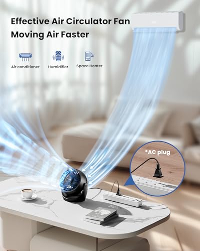 Gaiatop Air Circulator Fan, Portable Desk Fan Table Fan Dorm Fan, 5-Inch Small Fan 3 Speed with 360° Adjustable Tilt Energy-Saving Quiet Fan for Home, Office, Bedside, Bedroom, Bathroom