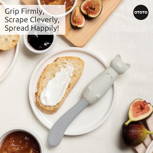 NEW!! OTOTO Jar Scraper Spatula - Silicone Scraper, Jar Spatula, Cute Kitchen Accessories, Cute Kitchen Gadgets, Unique Fun Cooking Kitchen Gadgets for Foodies - BPA-free & 100% Food Safe (Mary Cat)