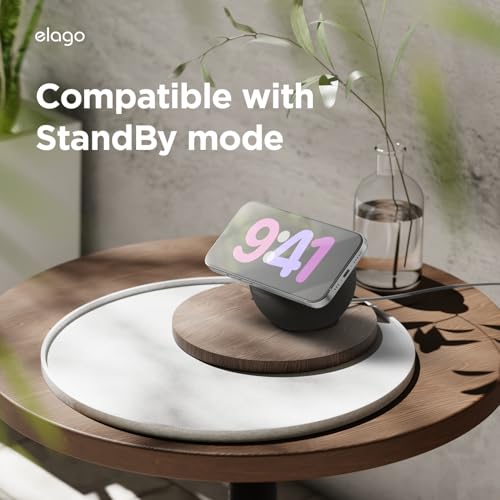 elago MS2 Charging Stand Compatible with MagSafe Charger - Premium Silicone, Compatible with iPhone 16/15/14/13/12 Series, Designed for MagSafe Stand [Black] [Charging Cable Not Included]