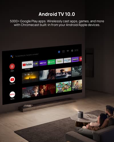 XGIMI Halo+ 1080P Portable Projector, 700 ISO Lumens with Harman Kardon Speakers, Auto Keystone Correction, Auto Focus, Intelligent Obstacle Avoidance, Intelligent Screen Alignment, Android TV 10.0