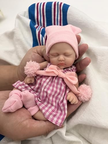 MYREBABY 7 Inch Mini Reborn Baby Dolls ，Silicone Full Body Baby Soft Skin Mini Realistic Newborn Baby Dolls Real Life Tiny Baby Doll with Feeding Accessories-1