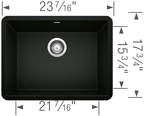 BLANCO 522258 Precis 24" Single Bowl-Anthracite Sink, 23.44" L X 17.75" W for 27" Cabinet
