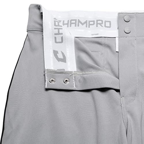 CHAMPRO Male Kids Triple Crown Classic Baseball Pant with Braid, Grey , Black Pin, X-Small