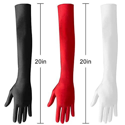 Nackiy Long Purple Opera Gloves for Women, 1920s Satin Stretchy Elbow Length Party Gloves Costumes Bridal, 20inch