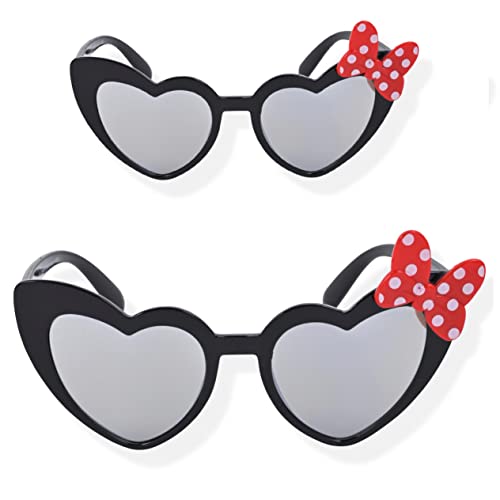 Disney Minnie Mouse Sunglasses for Girls | 2 Pack Mommy and Me Matching Sunglasses and Pouch Sets (Black)