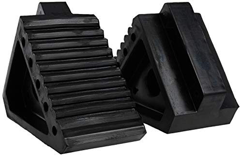 MAXXHAUL 70472 Solid Rubber Heavy Duty Black Wheel Chock 2-Pack, 8" x 4" x 6"