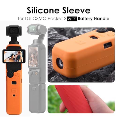 CAPART Silicone Sleeve Case for DJI OSMO Pocket 3, Protective Case Anti-Scrach Anti-Skid, Large Size Compatible Pocket 3 + Battery Handle (Black)