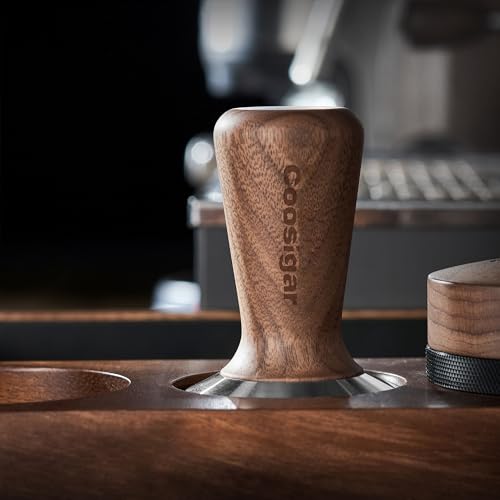 Coosigar 51mm Espresso Tamper,Premium Barista Coffee Tamper with 100% Flat Stainless Steel Base,Wooden-Handle Tamper Compatible with All 51mm Espresso Machine Bottomless Portafilter