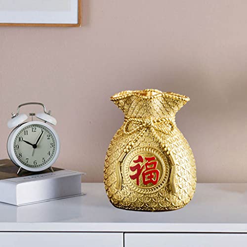 Gazechimp Novelty Flower Vase Planter Pot Money Bag Shape Fortune for Office Flower Arrangements, Gold