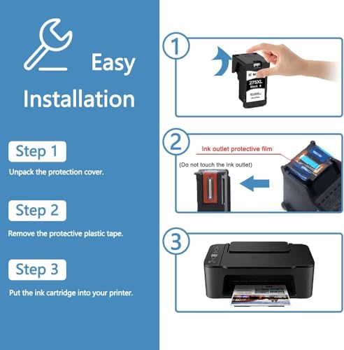 MxVol 275XL PG-275XL Remanufactured Ink Cartridge Replacement for Canon 275 275XL PG-275 PG275 XL Black Ink for PIXMA TS3522 TR4720 TS3500 TS3520 TR4700 TR4722 TS3722 Printer Ink Cartridges, 2 Black