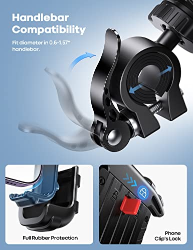 Lamicall Bike Phone Holder, Motorcycle Phone Mount - Motorcycle Handlebar Cell Phone Clamp, Scooter Phone Clip for iPhone 15 Pro Max/Plus, 14 Pro Max, S9, S10 and More 4.7" to 6.8" Smartphones