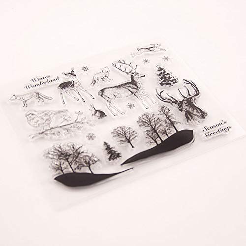 5.7 by 8.3 Inches Wine Bottle and Glasses Letters Clear Rubber Stamps for Scrapbooking Card Making Christmas Birthday Stamps (T1553)