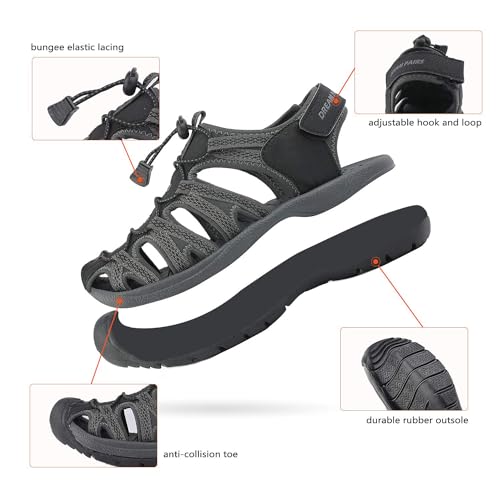 DREAM PAIRS Womens Closed Toe Hiking Summer Outdoor Sport Athletic Sandals,Size 10,Black/Dark/Grey,160912-women sandals