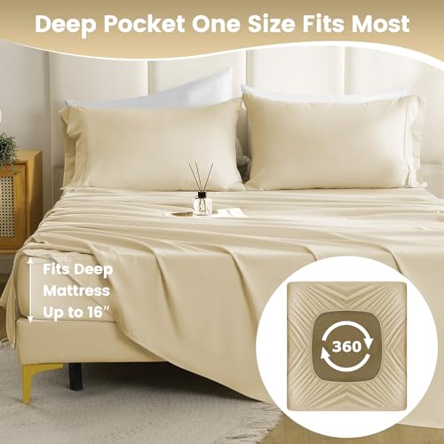 CozySmile Twin Sheet Set - 3 Piece Super Soft Breathable Bed Sheet & Pillowcase Set, 16" Deep Pocket Hotel Luxury Wrinkle Free Easy Care Bedding Sheets, Black