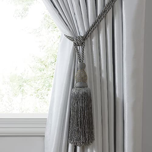 Elrene Home Fashions Julia Rhinestone Tassel Curtain Tieback, 26", Grey