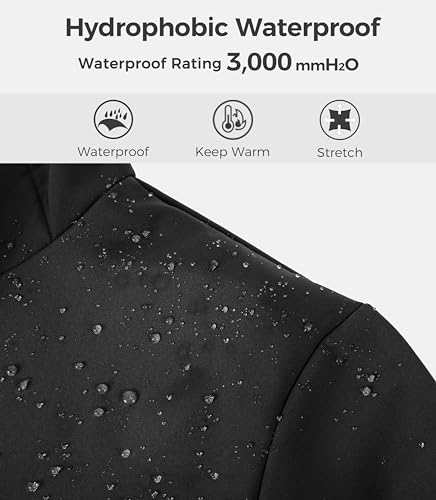 wantdo Men's Fleece Lined Jacket Black Windbreaker rain Jackets with Hood (Black, S)