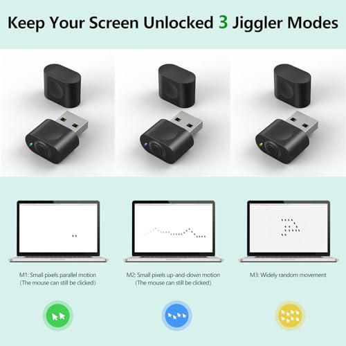HOTLIFE Undetectable Mouse Jiggler, USB Mouse Mover Device Keeps PC Awake, Driver-Free Mouse Wiggler Auto Shaker with 3 Mode Switch Button to Keep Laptop Computer Screen Active, Black