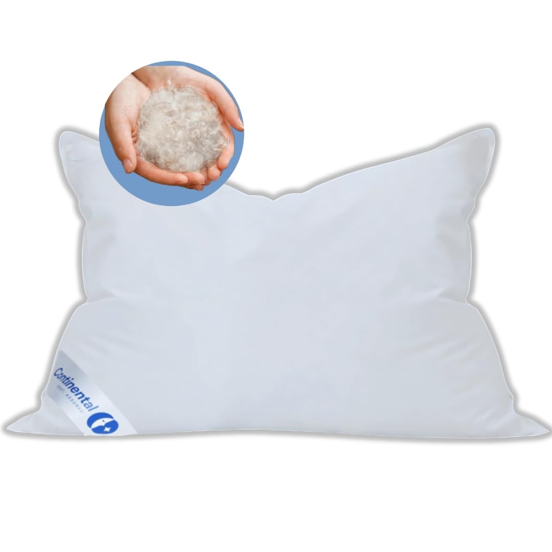 Continental Bedding Australian Wool and Down Bed Pillow Blend 40/60, King, White