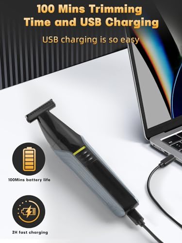 Electric Body Hair Trimmer for Men Women,Waterproof Ball/Groin Trimmer Pubic Body Shaver,100Mins Trimming Time,Wet/Dry Body Groomer with 3 Attachment Blade Heads for Beard Armpit Chest Bikini Leg Trim