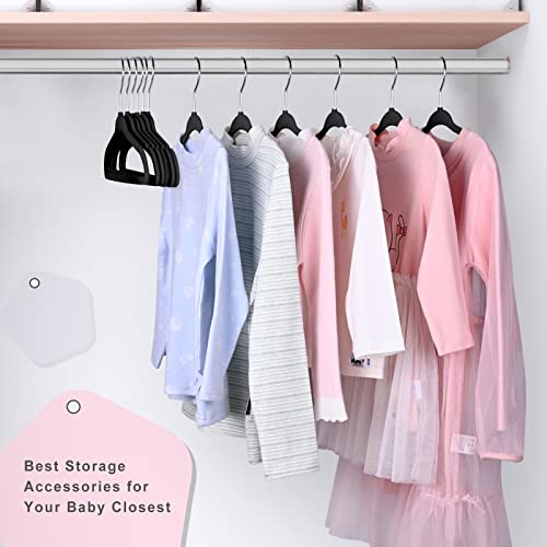 BAGAIL Kids Velvet Hangers 14” Inch Children's Clothes Hangers Non-Slip Baby Hangers for Infant/Toddler (White/Rose Gold, 50pack)